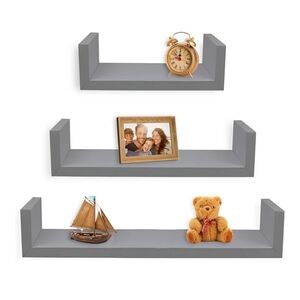 Greenco Set of 3 Floating “U” Shelves,  Wall Mount